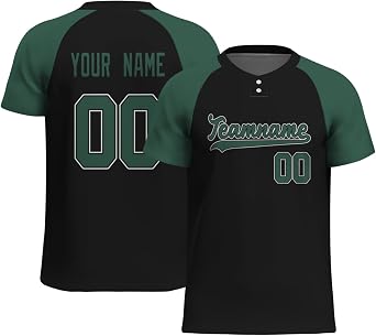 Custom Baseball Jersey for Men Women Kids 2 Button Short Raglan Sleeve Baseball Tees Pullover Baseball Shirt Jersey