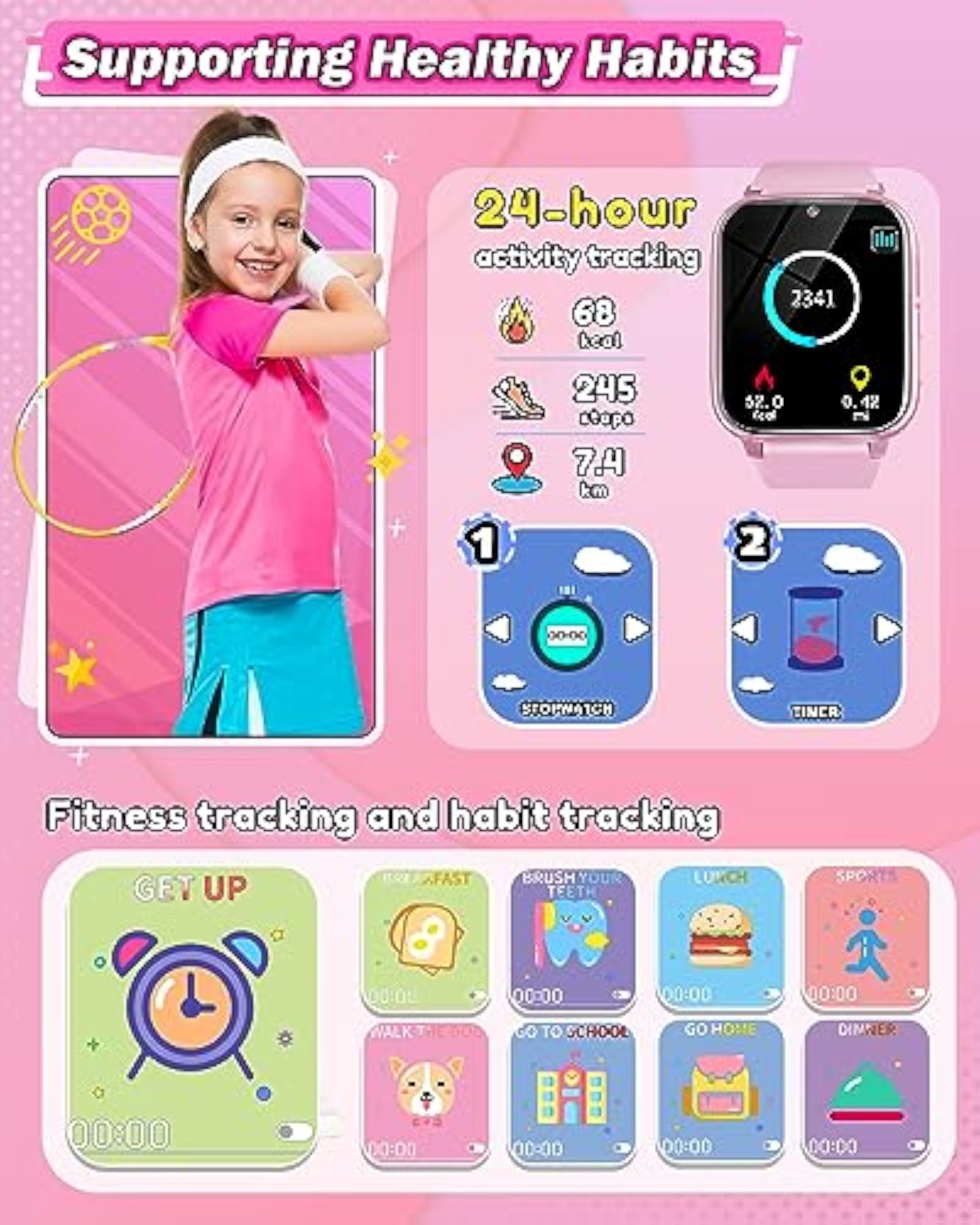 Kids Smart Watch with Dual Cameras & Games