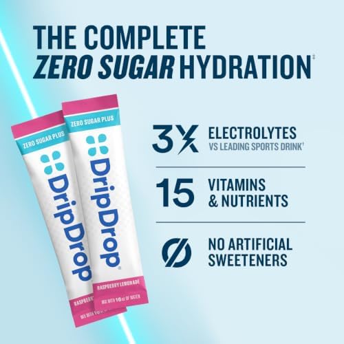 DripDrop Hydration Zero Sugar Plus Electrolytes, Raspberry Lemonade, 30 Ct — 사진 2