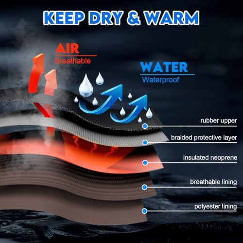 Image of Showave Rain Boots for Men Waterproof Insulated Rubber Neoprene Boots Heavy-duty Mud Boot for Farming Raining Fishing Gardening Yard Work