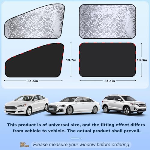 Image of ZATOOTO Front Side Window Sun Shade - 2 Pack Car Window Covers 99% UV Light Block Car Curtains Magnetic Side Window Sun Shade Keeps Cooler for Breastfeeding, Taking a nap, Changing Clothes, Camping