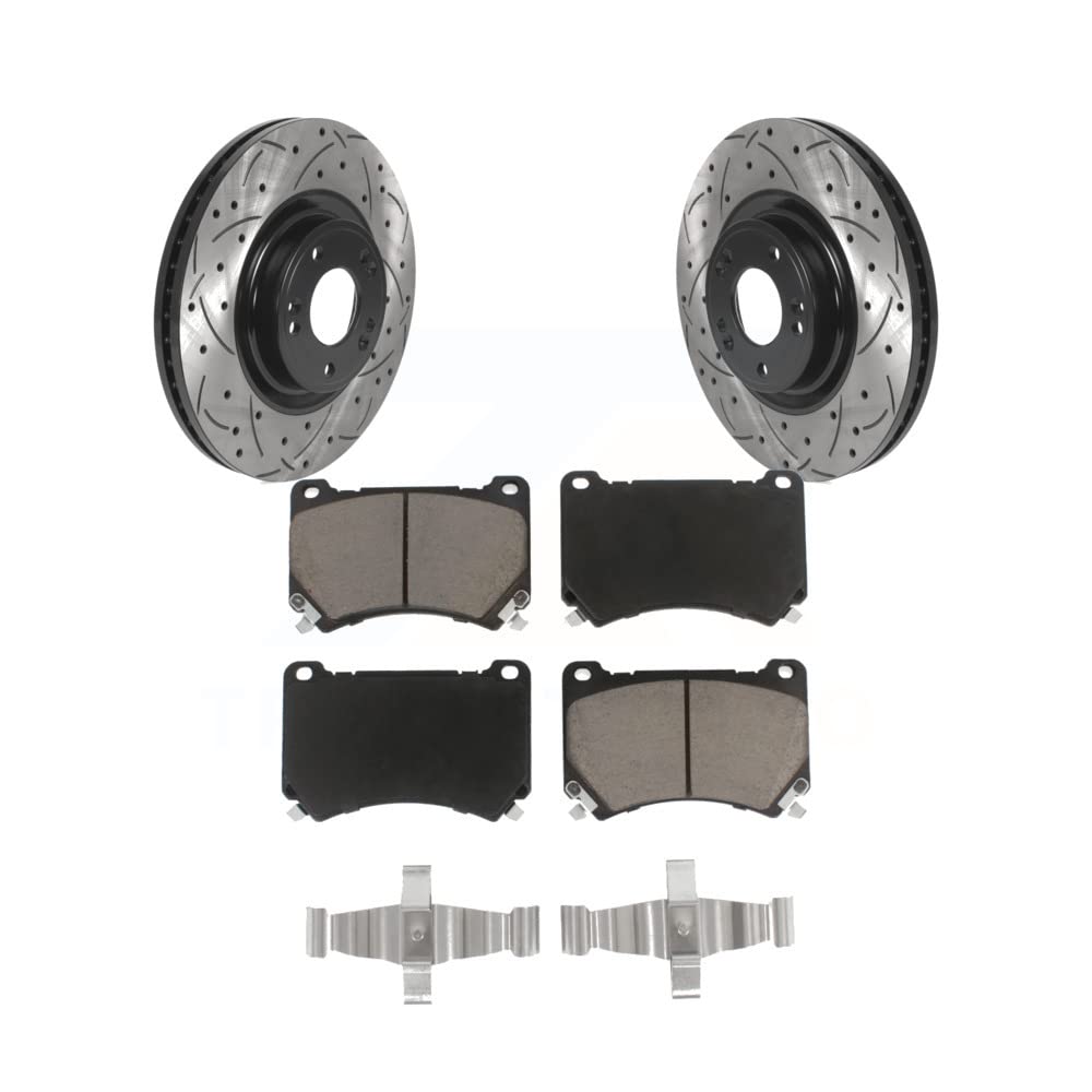 Front Coated Drilled Slotted Disc Brake Rotors And Ceramic Pads Kit For Hyundai Genesis KDC-100186