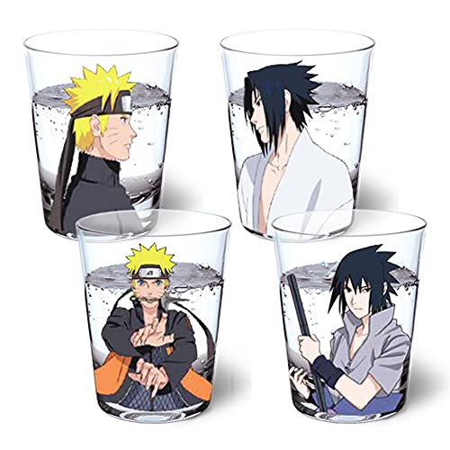 Just Funky Official Naruto Shippuden Collectible Mini Drinking Decorative Tequila Shot Glasses Set Of 4, Featuring Sasuke And Naruto, 2 Oz #TOP6