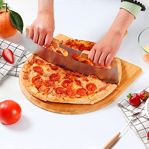 Kiss Core Natural Bamboo Pizza Peel 13.7 X 12.8 Inch With Magnetic Cutter Rocker Set Pizza Paddle For Homemade Pizza Cutting Board Serving Board With Handle Easy Storage #TOP2