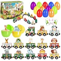 Facairzd 12 Stück Ostereier mit Magnetic Holz Eisenbahn Kinder,Ostergeschenke Kinder,Ostern Deko,Füllungen für Ostereier, unverzichtbare Füllungen für Körbchen und Partygeschenke