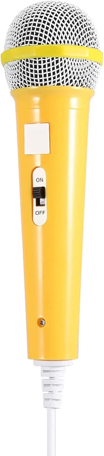 ANGGREK Kids Karaoke Microphone Wired Dynamic Microphone 3.5mm Jack Children with Excellent Sound Quality for Singing Parties Gifts (Yellow)