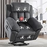CANMOV 46' Wide Oversize Power Lift Recliner Chair, Extra Large Electric Lift Recliners for Elderly Big, Stand Up Recliner Chair with Massage and Heat, USB and Type-C Ports, Grey
