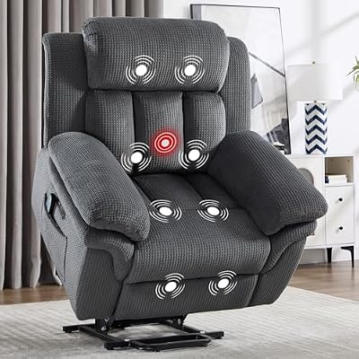 CANMOV 46" Wide Oversize Power Lift Recliner Chair, Extra Large Electric Lift Recliners for Elderly Big, Stand Up Recliner Chair with Massage and Heat, USB and Type-C Ports, Grey