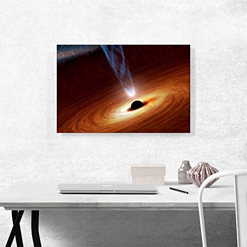 Artcanvas Black Holes Monsters In Space With Major Flare Jet Canvas Art Print Wall Decor - 26" X 18" (0.75" Deep) #TOP1