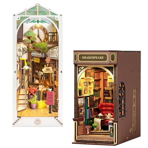 Rowood DIY Book Nook Kits for Adults,Bookstore Bundle Sunshine Town,Craft Kits for Adults, Home...