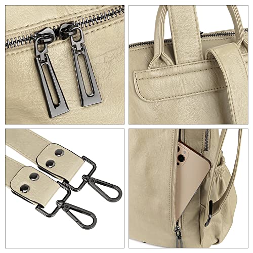 Image of Uromee Travel Backpack Purse for Women Vegan Leather Ladies Fashion Tassel Shoulder Bag Convertible