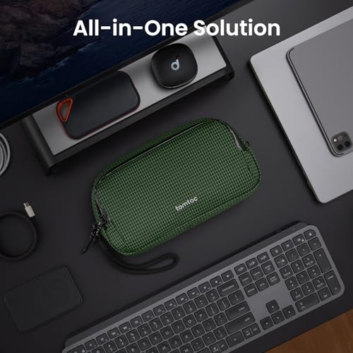 Image of tomtoc Electronic Organizer Travel Case Performance, Water Resistant Dual Compartment Cable Organization Storage Bag for Charger, Cord, Phone, Hard Drive, Power Bank, Accessories Travel Essentials