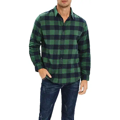 Zahala Battery Camisas de franela de manga larga para hombre, Tartán verde Cover