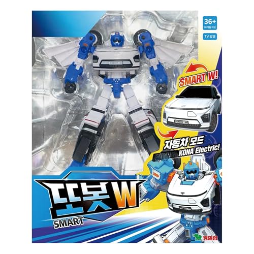 caincosmetic Tobot Smart Series Figurine robot transformable – Mode berline bleue, conversion à 2 modes, posable, avec support d'affichage et instructions (Smart W)