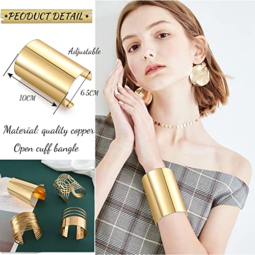 Mozaka 6Pcs Cuff Bangle Bracelet For Women Open Wide Wire Bracelets Gold Wrist Cuff Wrap Bracelet (8Pcs，Gold) #TOP1