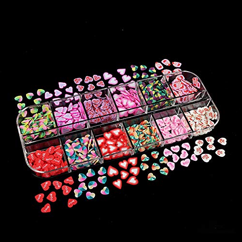 12 Color Love Heart Nail Art Slices,Heart Shape Candy Colors Nail Sequins Nail Glitter Flakes Charms Manicure Tool Nail Decorations,Craft Nail Accessories #TOP1
