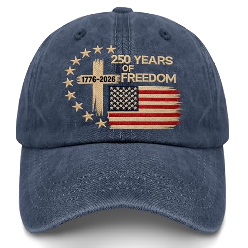250th Anniversary American Patriotic Embroidered Hat 1776-2026 US Flag Cap Independence Day Adjustable Baseball Cap Freedom US Pride Gift for Men Women