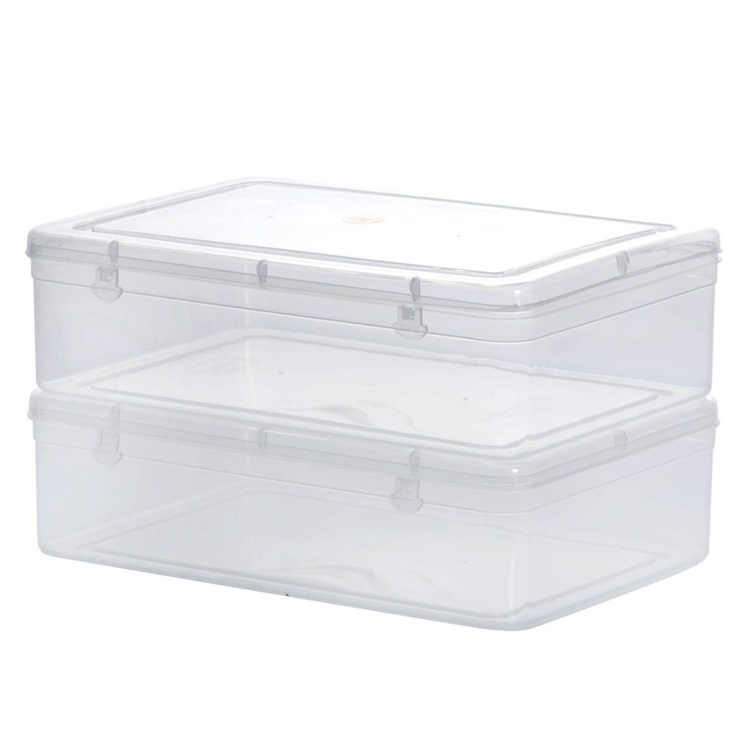Sthavir Premium Plastic Storage Boxes, Transparent Containers, Large Boxes With Lock System for Jewellery/Medicines/Stationery/Cosmetics/Accessories - 28x19x7 Cm - 3750 ML - Pack of 2 (Size No. - 8)-picture-19