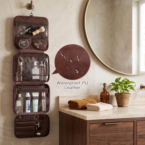 Personalized Initial 3-in-1 PU Leather Hanging Toiletry Bag for Men - Image 5