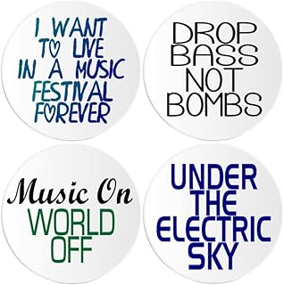 Music Festival EDM Dance Club Electric - 4 Pack Circle Stickers 3 Inch