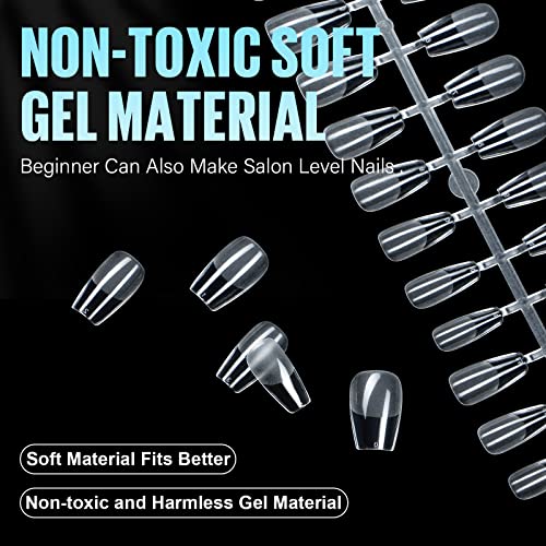 Tomicca Medium Coffin Nail Tips, 240Pcs Half Matte Gel X Nail, 15 Size Nail Extension Tips Set, Full Cover Pre Shaped Fake Nail Tips For Acrylic Nails Professional #TOP6