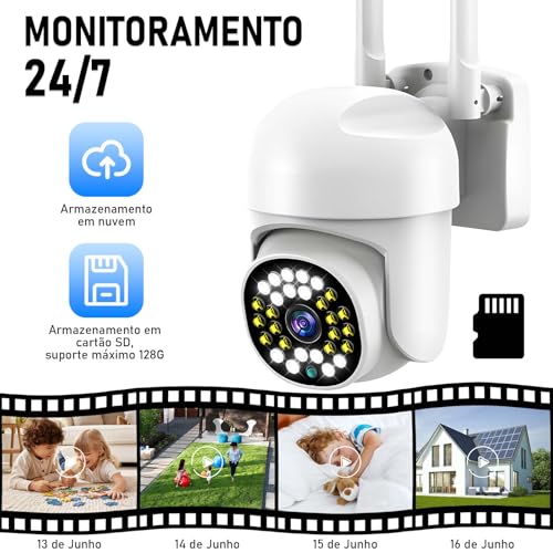 Kit 2 Câmera de Segurança wifi Externa IP Sem Fio HD 4MP, Câmera de Visão Noturna Infravermelha 5G,