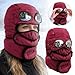 Winter Thermal Hat with Glass,Windproof Ski Maskes,Cap Fashion Warm Hat Detachable Neckband for Cycling,Trapper with Goggles (red)