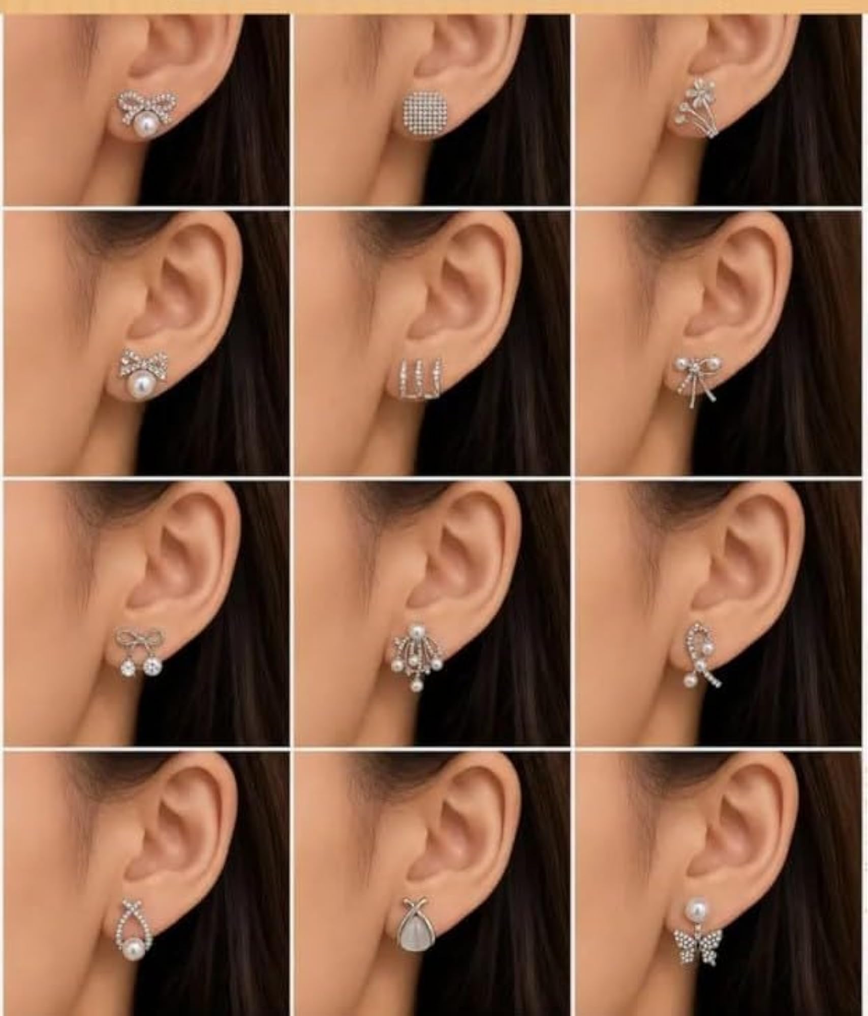 Crystal Stone Pearl & Rhinestone Stud Earring Combo Pack