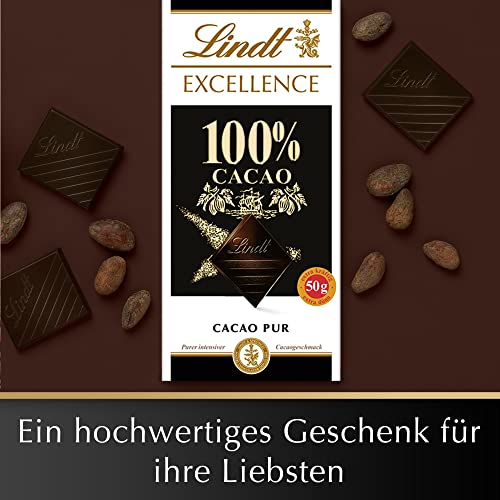 Lindt Schokolade EXCELLENCE 100 % Kakao, Promotion | 50 g Tafel | Purer intensiver Kakaogeschmack | vegane Schokolade | Schokoladentafel | Schokoladengeschenk