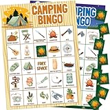 FANCY LAND Camping Bingo Game for Kids 24 Players Outdoor Party Camp Adventure Activities Supply