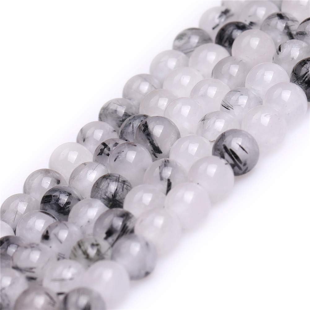 Natural Black Rutilated Quartz Crystal Gemstone Semi Precious Round 6mm Loose Beads for Jewellery Making DIY Bracelet Necklace Crafts 15'' - Image 3