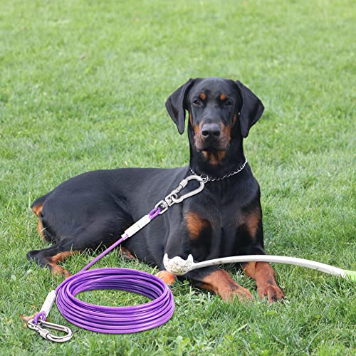 Tie-Out Leinen für Hunde,3/6/9/15m Hundeleine für den Hof,Hofleine Leinen für Hunde(Lila,9M