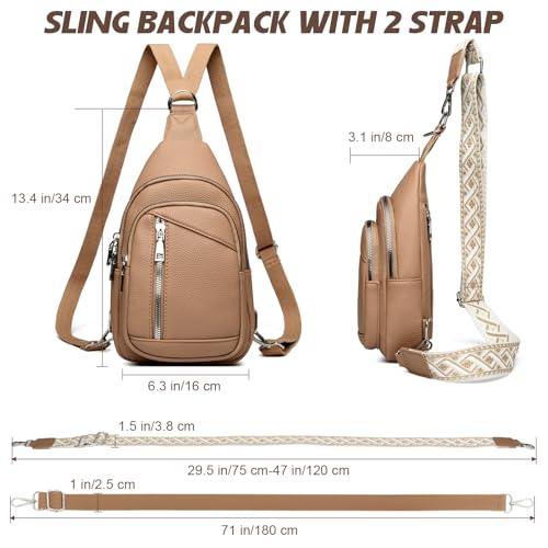 Image of MYHOZEE Small Diaper Bag Crossbody Sling Purse for Women - 2 in 1 Leather Backpack with 2 Straps for Short Trips Work Daily | Mini diaper bag