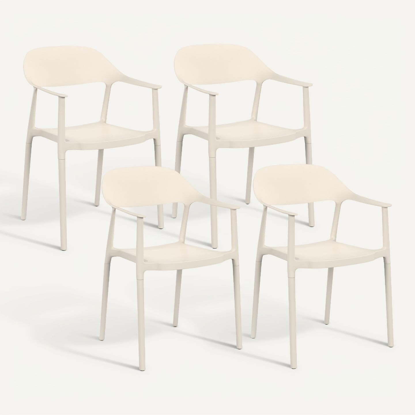 IDMarket - Lot de 4 chaises de Jardin empilables SUZON Beige