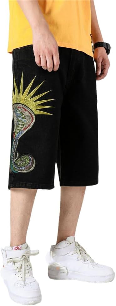 Plus Size Loose Baggy Denim Shorts Streetwear Hip Hop Skateboard Cargo Jeans Short for Male