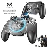 MEO Mobile Controller for iPhone and Android with 4000mAh Power Bank and Cooling Fan, PUBG Mobile Controller [ 6 Finger ] with L1R1 L2R2 Aim and Shoot Triggers Joystick Remote Grip-Black
