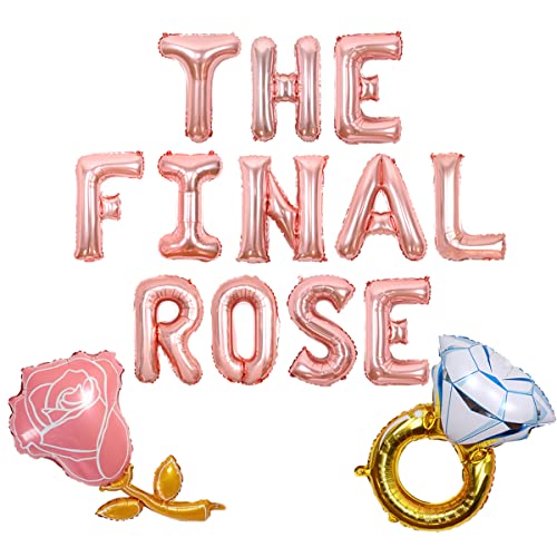 Wonmelody The Final Rose Decors Rose Gold Bachelorette Party Decors For Girls Women The Final Rose Balloons Rose Flower Diamond Ring Balloons For Bachelorette Bridal Shower Engagement Wedding Party #TOP11