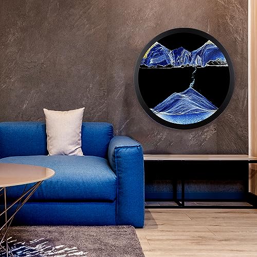 Mtadmai 17.3" Moving Sand Art, 3D Sand Art Pictures Deep Sea Sandscape Living Room Decoration, 360° Rotate, Glass Crafts Solid Wood Frame, Relaxing Mood Home Office Work Wall Art Decor