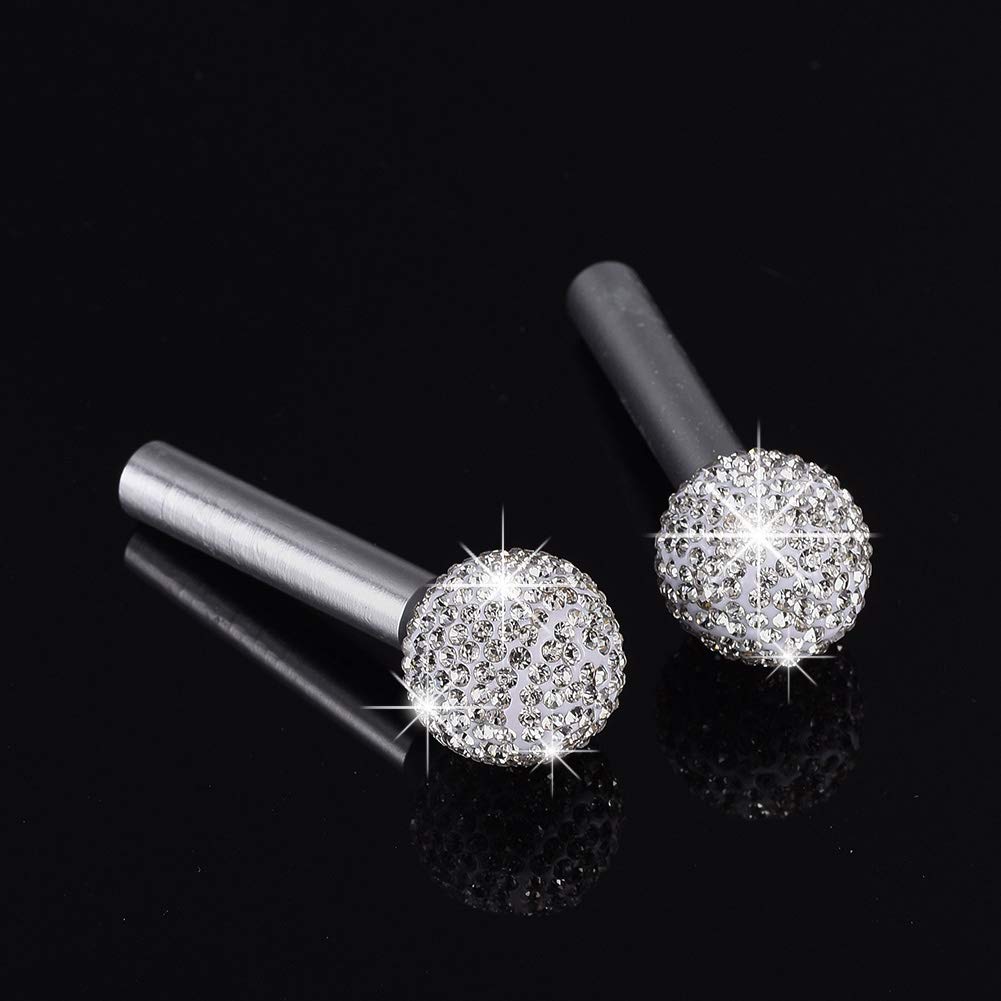 Aumo-mate 4pcs/Set Bling Rhinestones Decals Car Door Lock Pull Rod Bolt Cover Auto Car Mini Decoration Accessories for Women Universal, Crystal White