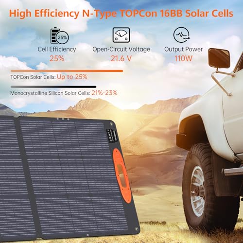 SOKIOVOLA N-Type 16BB 110W Portable Solar Panel for EF/Jackery/Bluetti/Anker Power Station, 25% High Efficiency ETFE Foldable Solar Panel Charger IP68 Waterproof for Outdoor Camping RV by SOKIOVOLA - Image 5