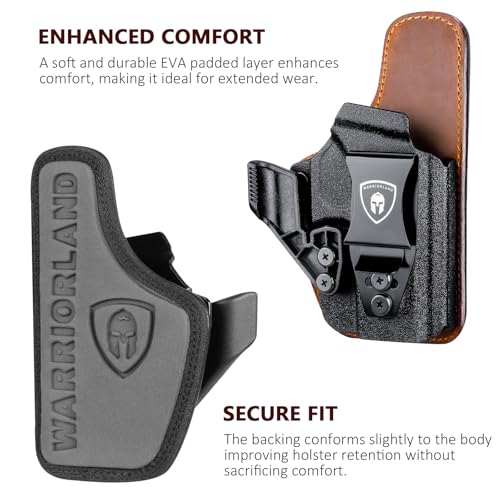 WARRIORLAND IWB Hybrid Holster Compatible with Glock 17/19/19X/ 22/23/26 Gen 3-5 & 21/31/ 32/33/34 Gen 3-4 & 44/45 & Select MOS & PSA Dagger Compact, Concealed Carry, Claw/Optics Cut, Right Hand