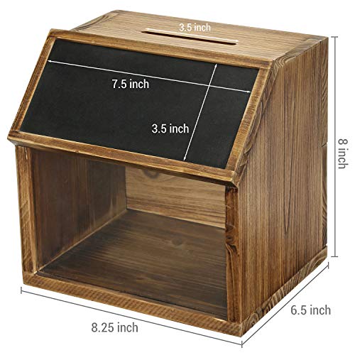 Mygift Rustic Solid Burnt Wood Suggestion Box, Donation, Tip Collector, Ballot Drop Box With Chalkboard Label, Clear Acrylic Viewing Window And Locking Latch #TOP3