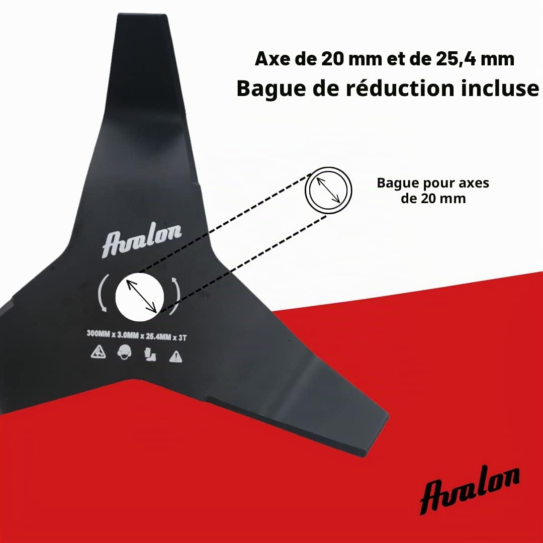 Avalon - Disque Universel à 3 Pointes pour débroussailleuse, Lame pour Couper principalement Les ronces, Acier 3 mm (300 x 3 mm)