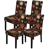 ANNA QUEEN Vintage Patchwork Snowflake Dining Chair Covers Set of 4,Rustic Festive Stretch Slipcovers,Washable Universal Fit Chair Protectors for Kitchen Dining Room Home Decor