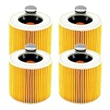 4 Pièces Filtre Aspirateur pour Karcher WD3 WD2 WD1 MV3 MV2 A K KNT NT SE VC, Remplace Filtre Aspirateur pour karcher 6.414-552.0/6.414-772.0/6.414-547.0 et Autres Modèles