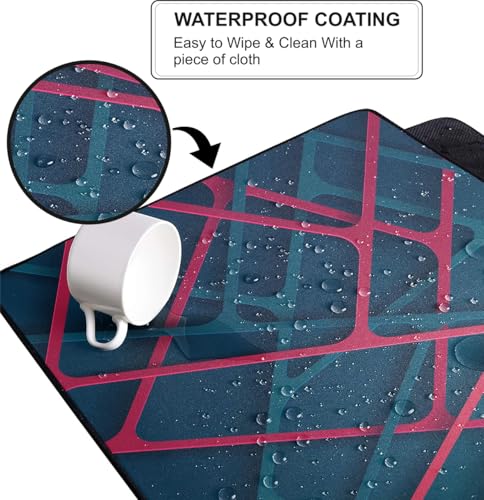 Image of Modern Abstract Large Desk Mat, Extended Mouse Pad 58.5 x 28 cm, Desk Pad, Washable Mousepad, 2mm Thick Non-Slip Rubber Base, Stitched Edges for Office, Home & Workstation (Multicolour)
