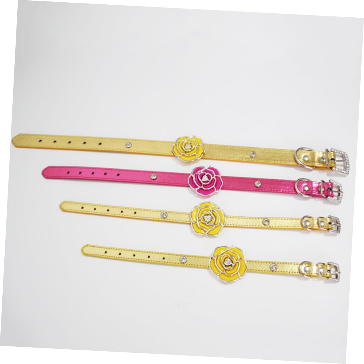 GALPADA Pet Necklace with Beautiful Rose Decor for Dogs and Cats Rhinestone Accents for Pet Fashion Pink