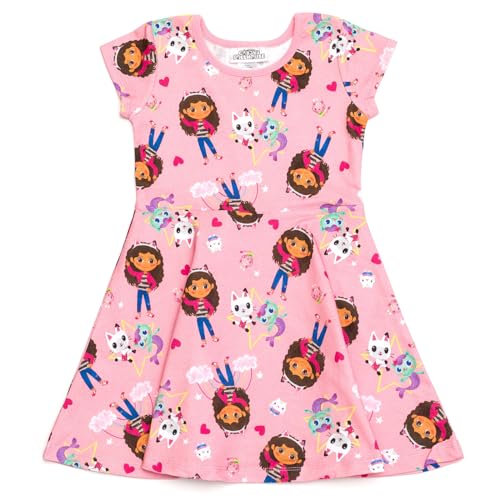 DREAMWORKS GABBY'S DOLLHOUSE Pandy Paws Cakey Cat Mercat Girls French Terry Skater Dress Toddler to Big Kid