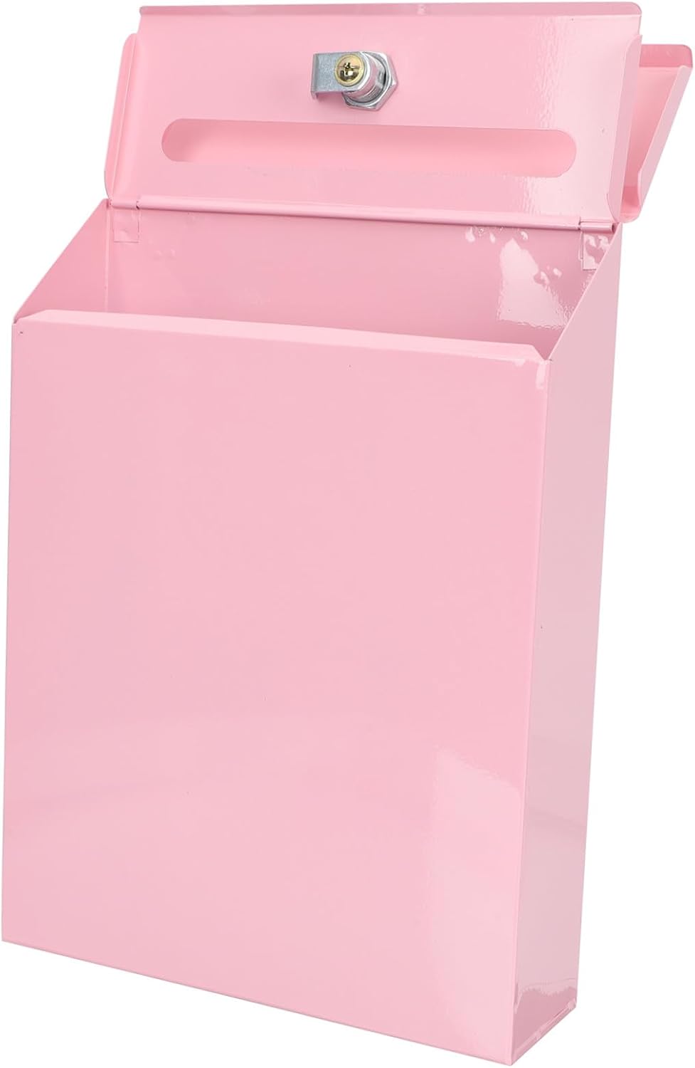 PRETYZOOM Wall-Mount Mailbox with Lock, Pink Iron Drop Box for Home, Multi-Function Letter Accessory Suitable for Household Mail and Suggestion Collection