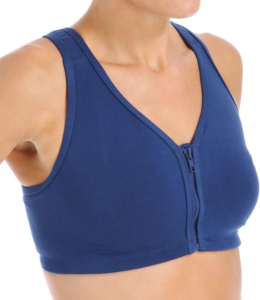 Valmont Women's Plus Zip Front Leisure and Sports Bra, 1611X, Navy, 36 D/E